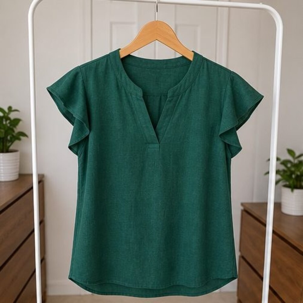 Taupe V Neck Top